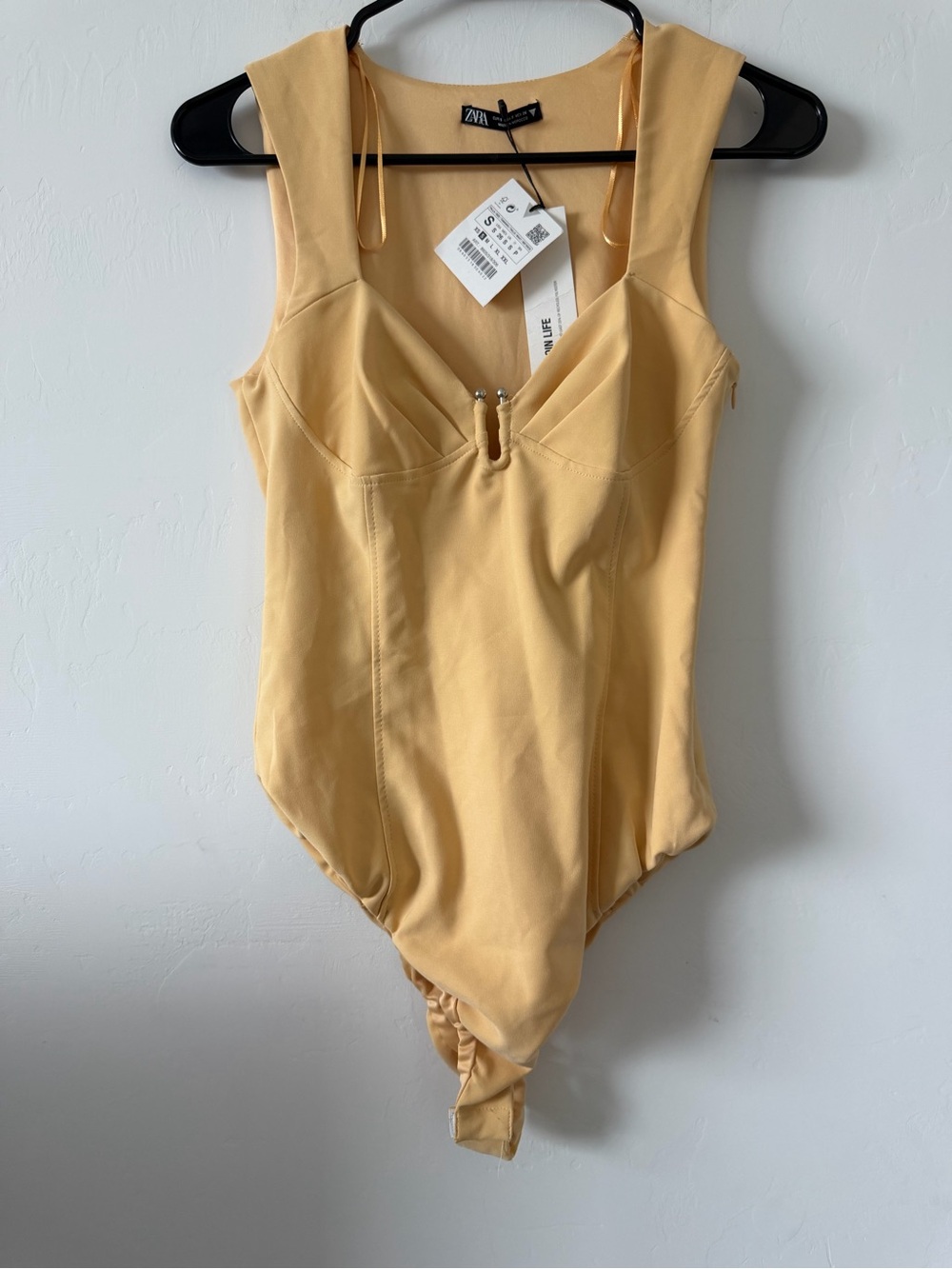 Zara Creamy Yellow One-Piece bodysuit top